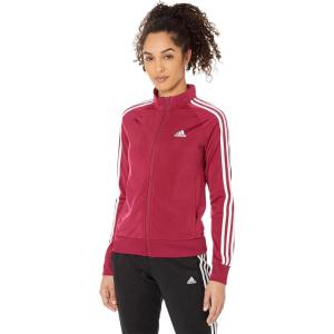 adidas Women’s Essentials Warm-Up Slim 3-Stripes Track Jacket(Legacy Burgundy/White)