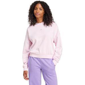 adidas womens Essentials Small Logo Feel Cozy Sweatshirt(Clear Pink/White)