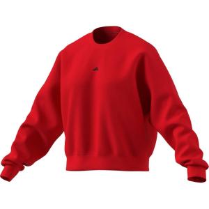 adidas womens Essentials Small Logo Feel Cozy Sweatshirt(Pure Ruby/Black)