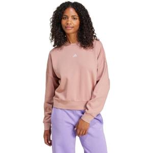 adidas womens Essentials Small Logo Feel Cozy Sweatshirt(Warm Clay/White)