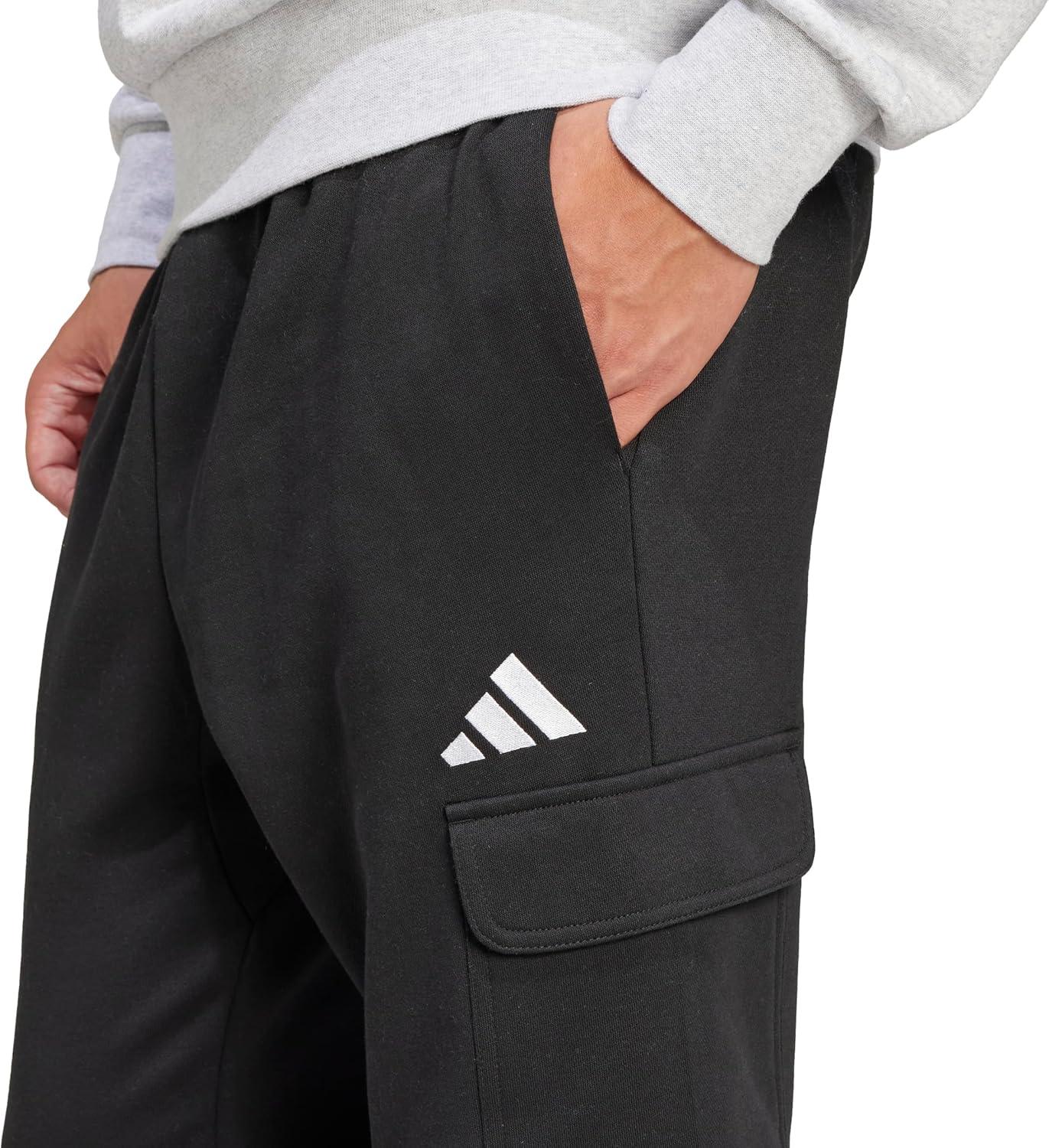 imageadidas Mens Essentials Feel Cozy Fleece Sportswear Cargo Pants BlackWhite Large