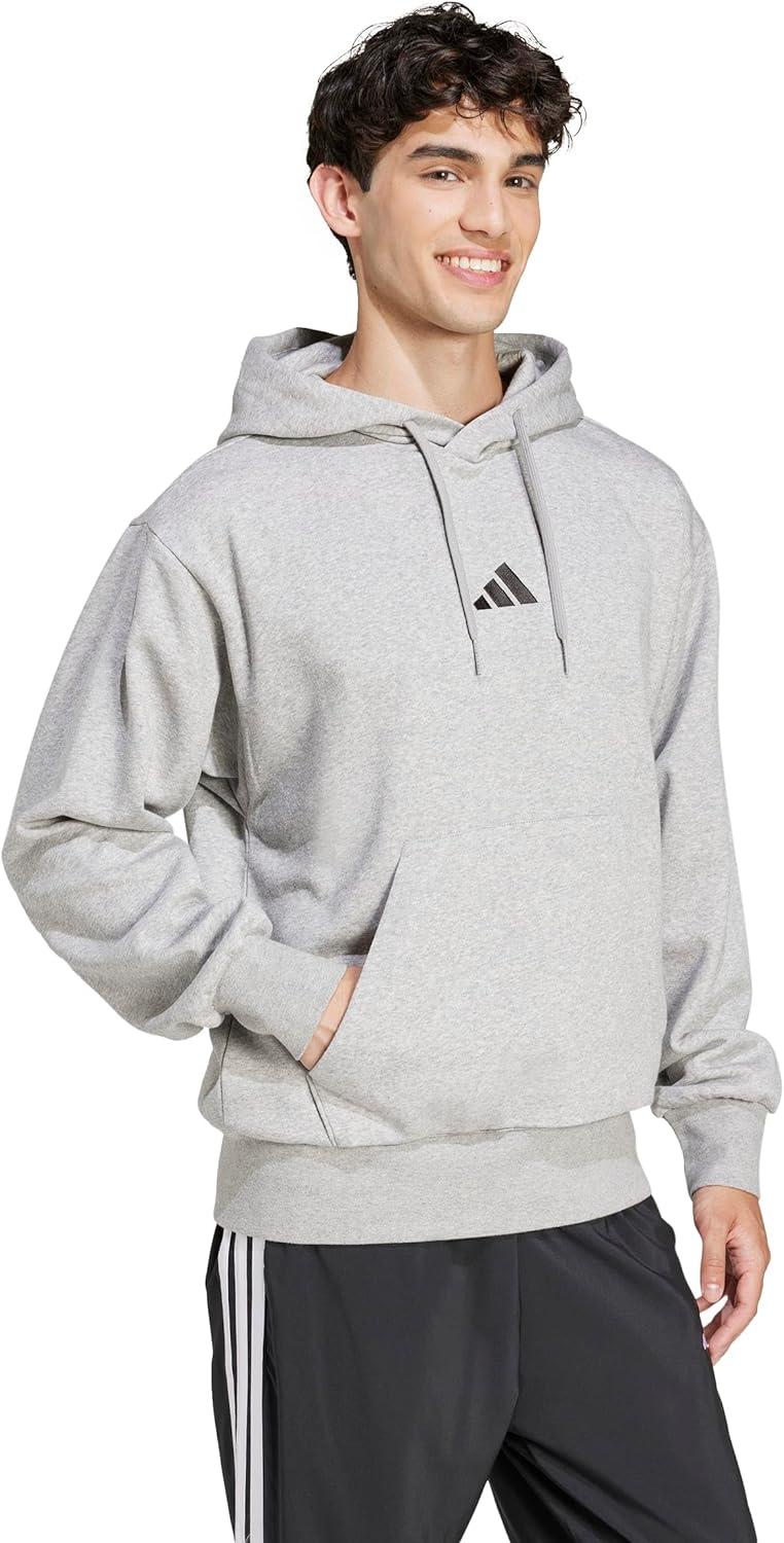 imageadidas Mens Essentials Feelcozy Fleece HoodieMedium Grey HeatherBlack