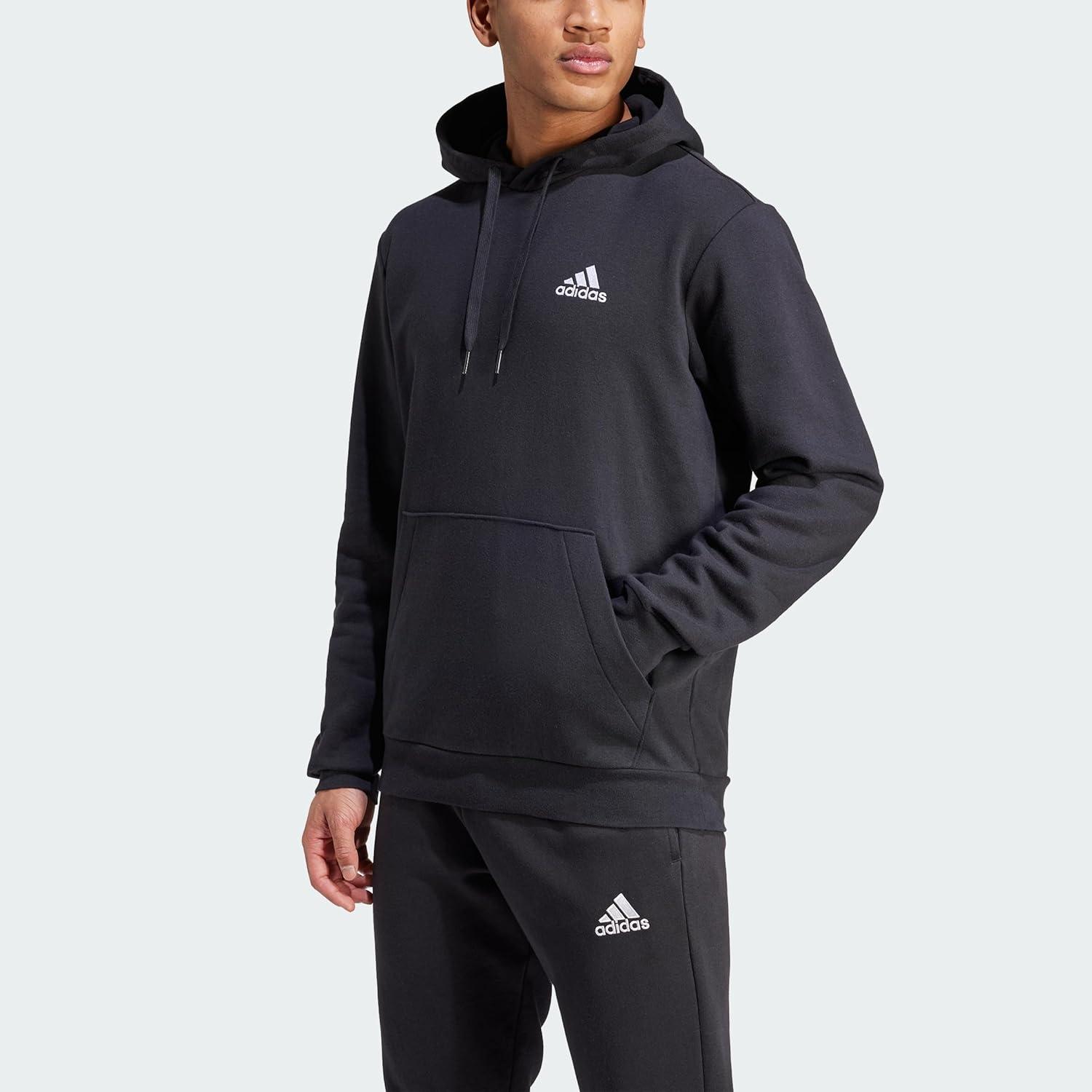 imageadidas Mens Essentials Fleece HoodieBlackWhite