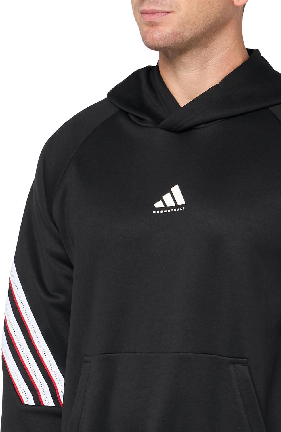 imageadidas Mens Select Foundation Fleece Basketball HoodieBlackWhite