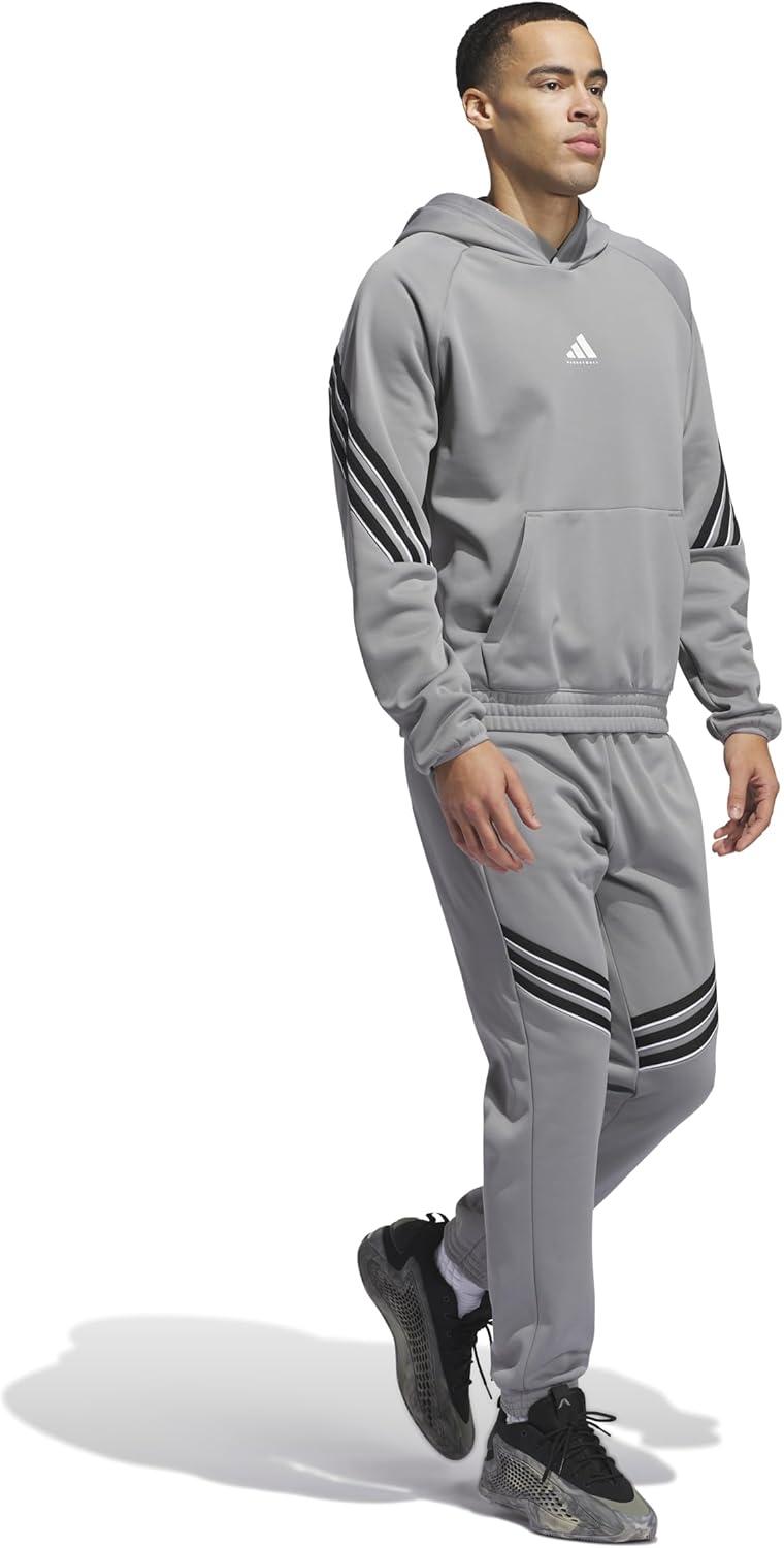 imageadidas Mens Select Foundation Fleece Basketball HoodieGreyBlack