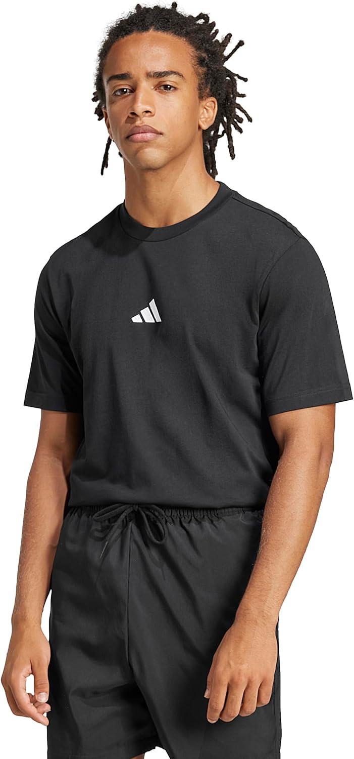 imageadidas Originals Mens Essentials Small Logo Single Jersey TShirtBlackWhite