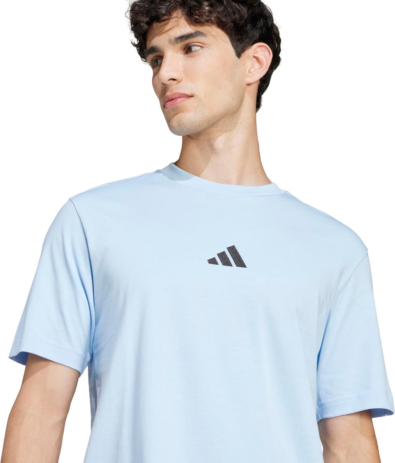 imageadidas Originals Mens Essentials Small Logo Single Jersey TShirtBlueBlack