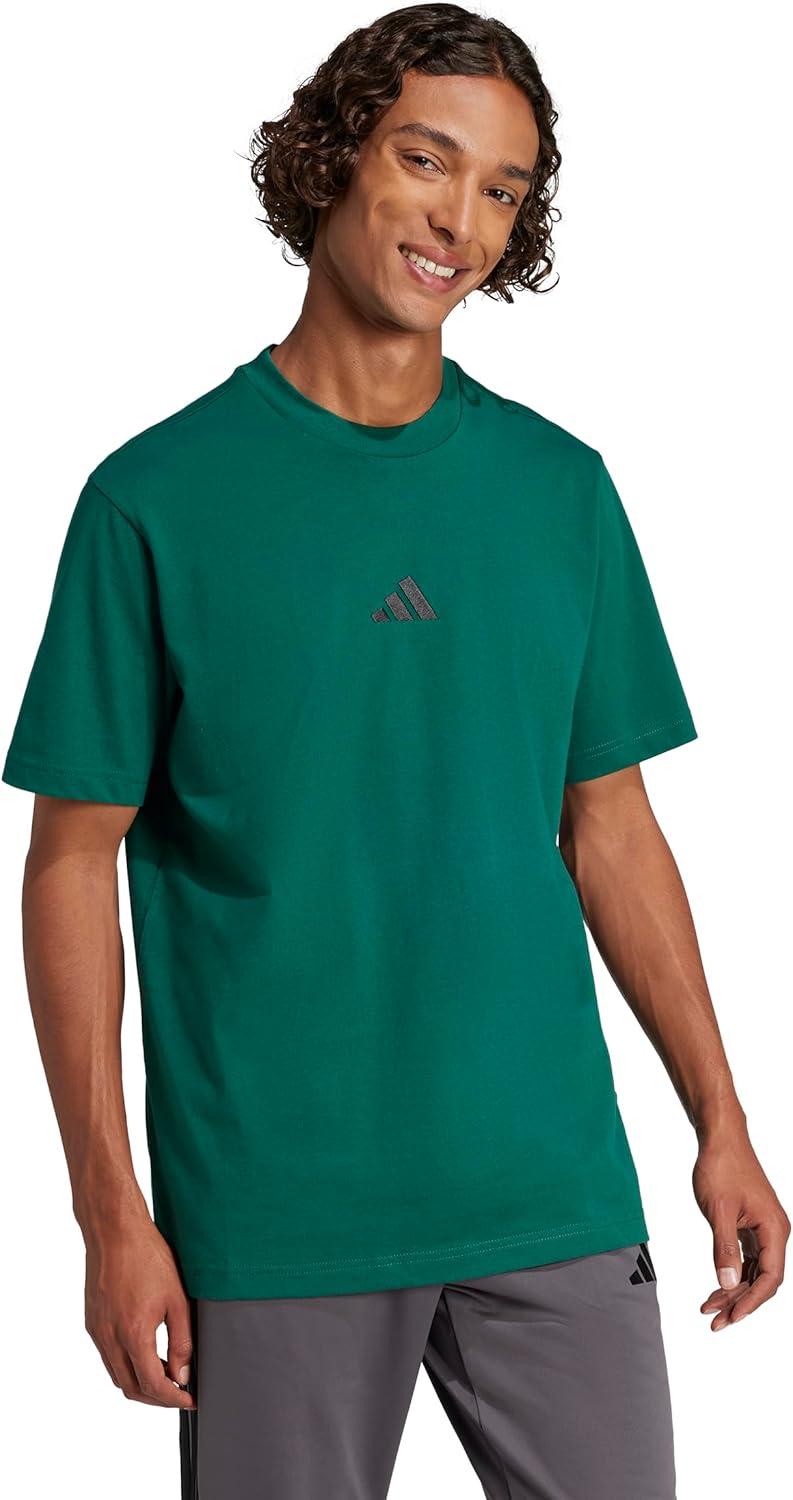 imageadidas Originals Mens Essentials Small Logo Single Jersey TShirtCollegiate GreenBlack