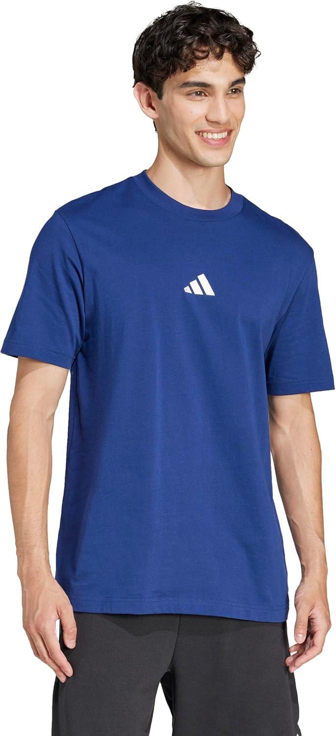 imageadidas Originals Mens Essentials Small Logo Single Jersey TShirtDark BlueWhite