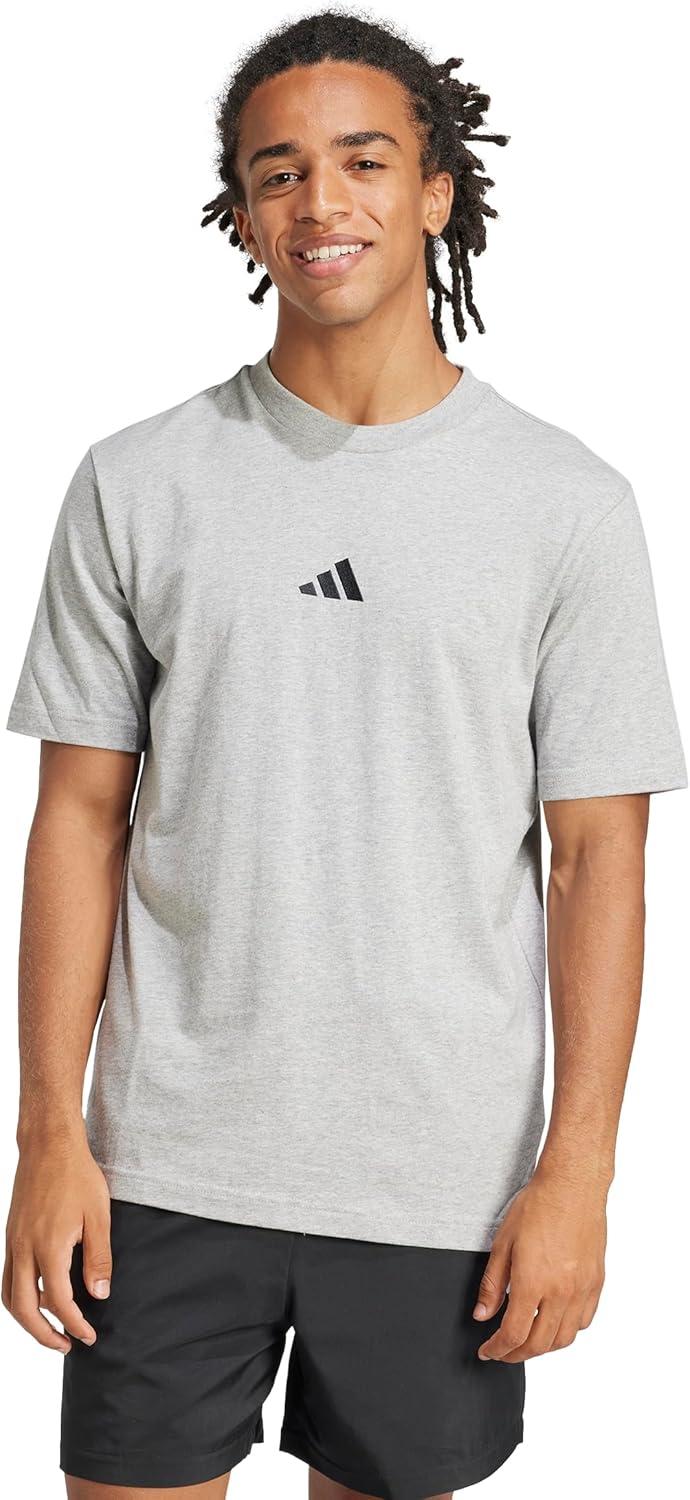 imageadidas Originals Mens Essentials Small Logo Single Jersey TShirtMedium Grey HeatherBlack