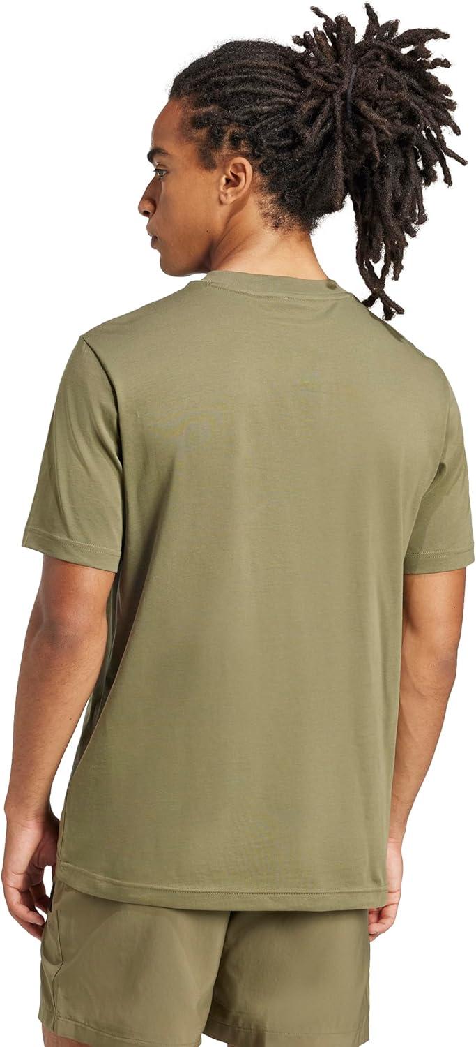 imageadidas Originals Mens Essentials Small Logo Single Jersey TShirtOlive StrataBlack