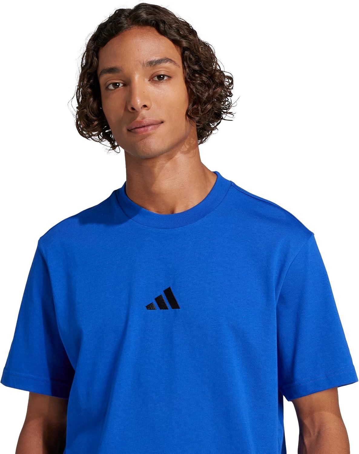 imageadidas Originals Mens Essentials Small Logo Single Jersey TShirtTeam Royal BlueBlack