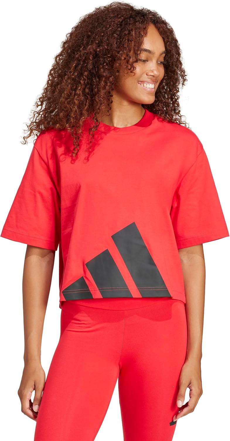 imageadidas Originals Womens Essentials Big Logo Boyfriend TShirtPure RubyBlack