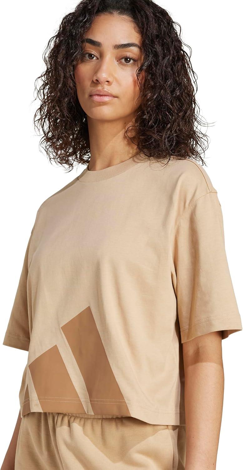 imageadidas Originals Womens Essentials Big Logo Boyfriend TShirtWarm SandstoneBrown Desert