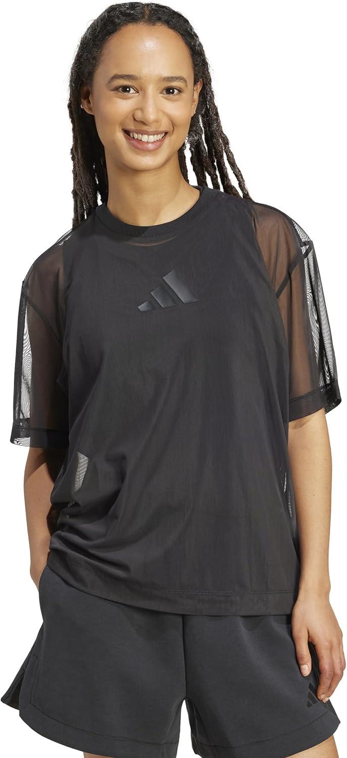 imageadidas Womens All Szn Soft Lux Mesh Loose TShirtBlack