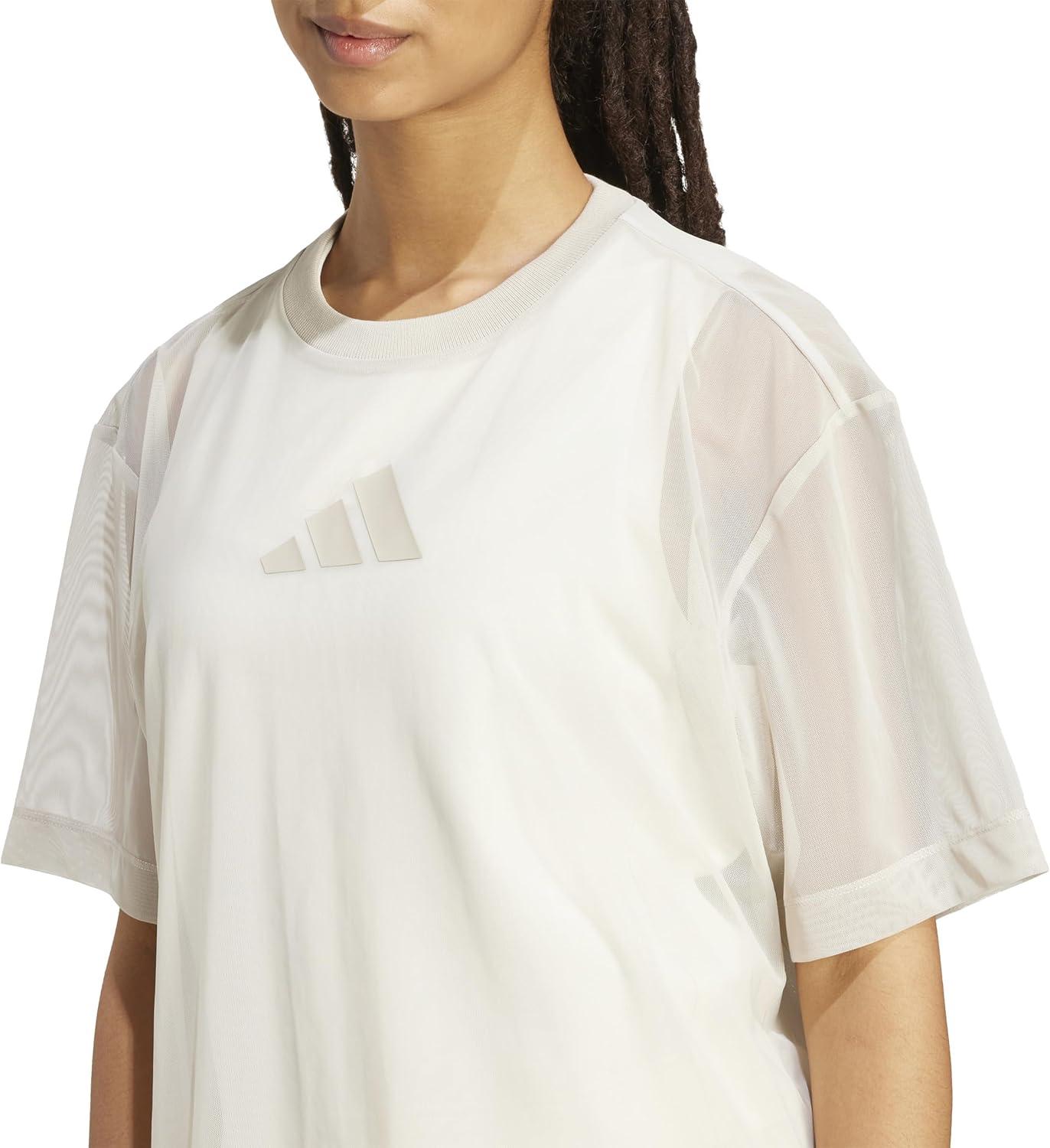 imageadidas Womens All Szn Soft Lux Mesh Loose TShirtWonder Alumina