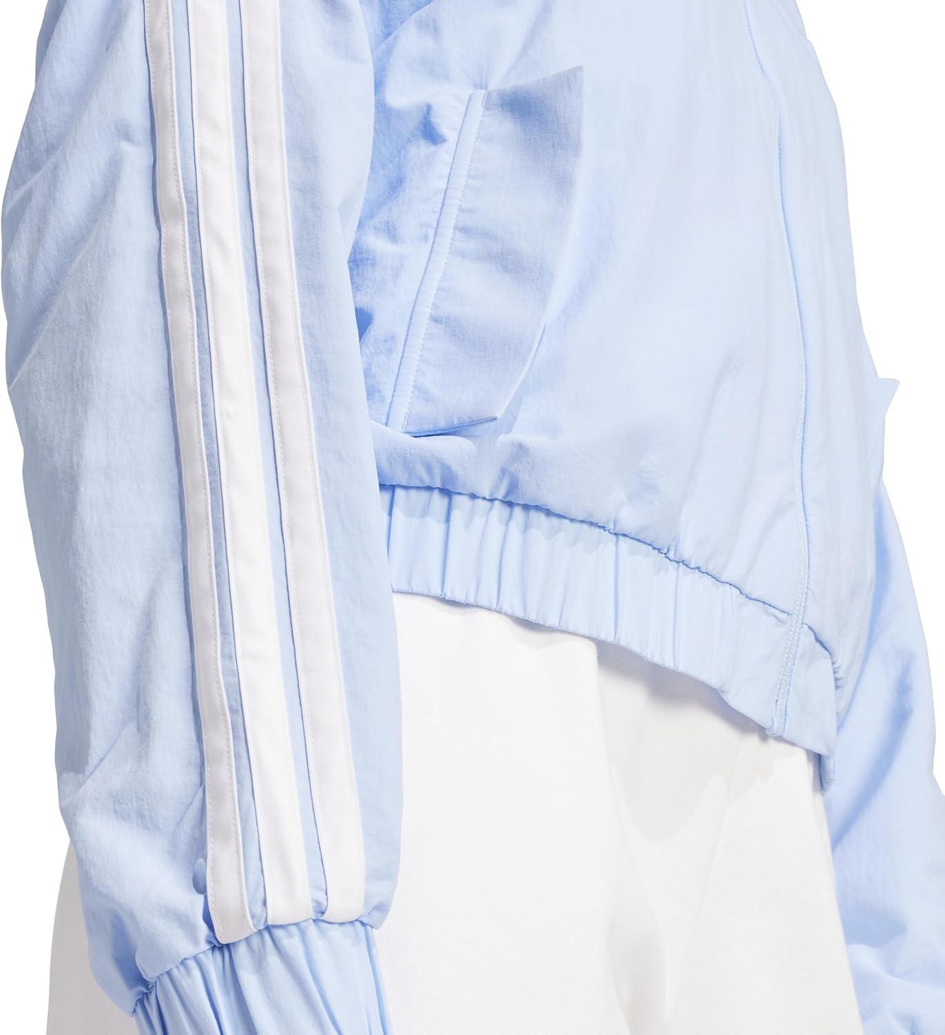 imageadidas Womens Essentials 3Stripes Woven Bomber JacketBlueWhite