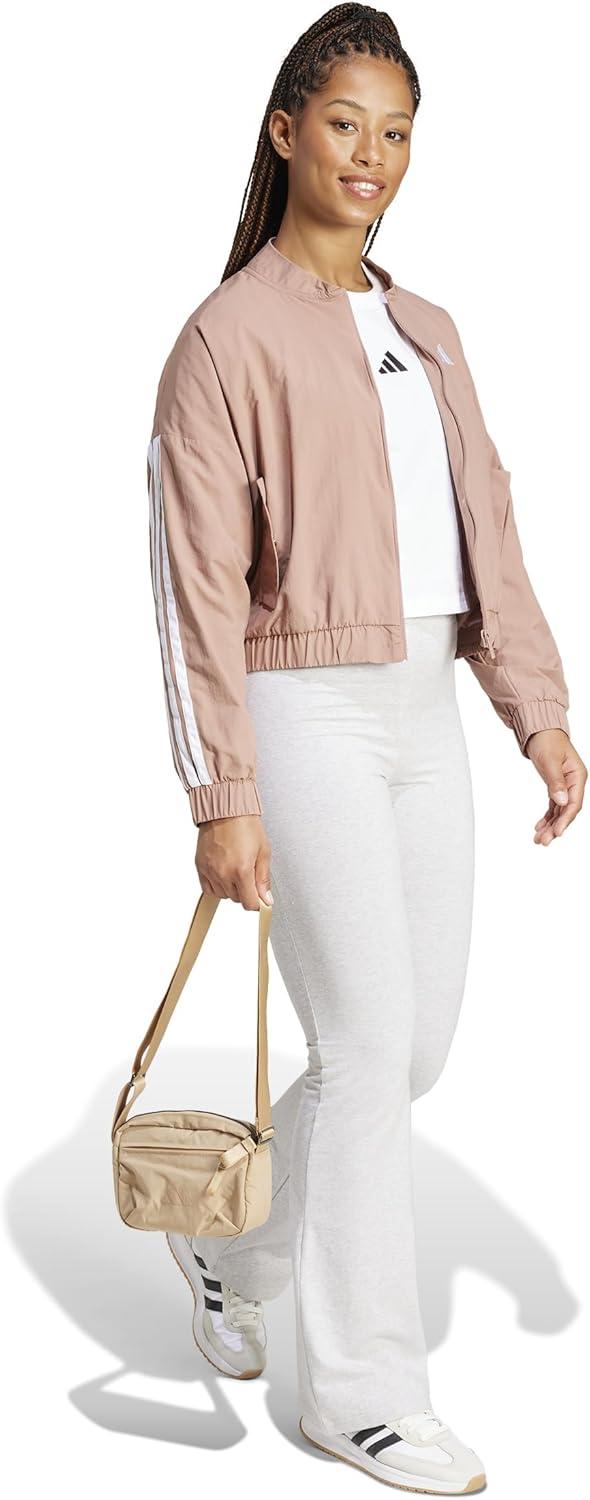 imageadidas Womens Essentials 3Stripes Woven Bomber JacketWarm ClayWhite