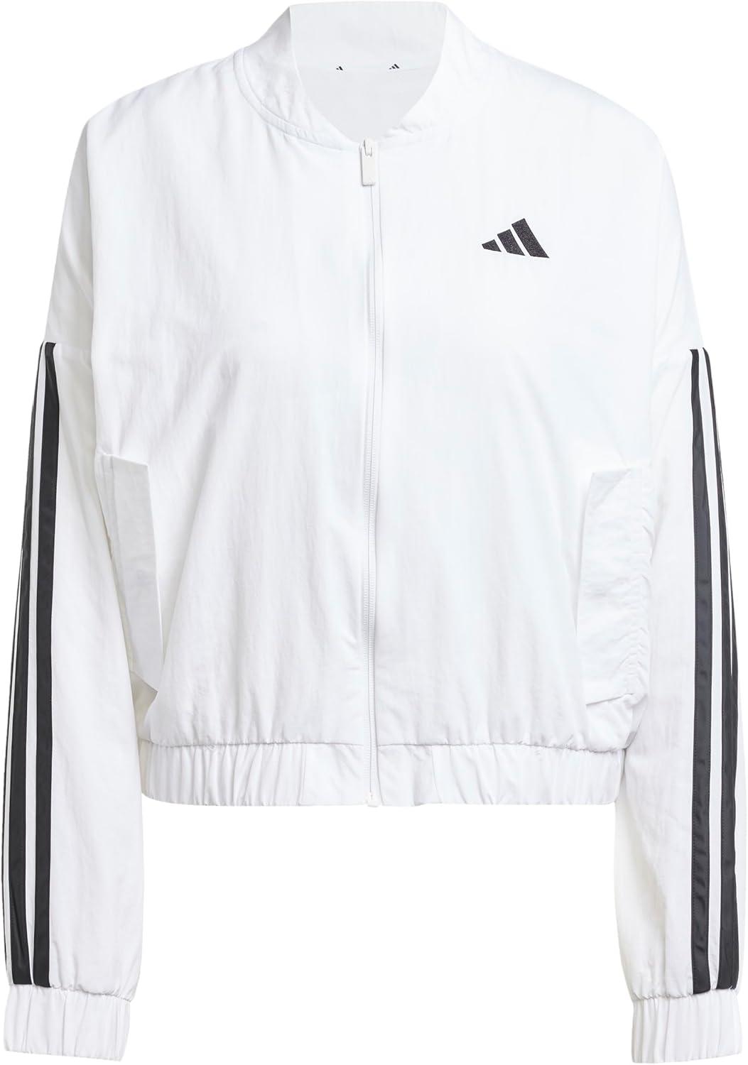imageadidas Womens Essentials 3Stripes Woven Bomber JacketWhiteBlack
