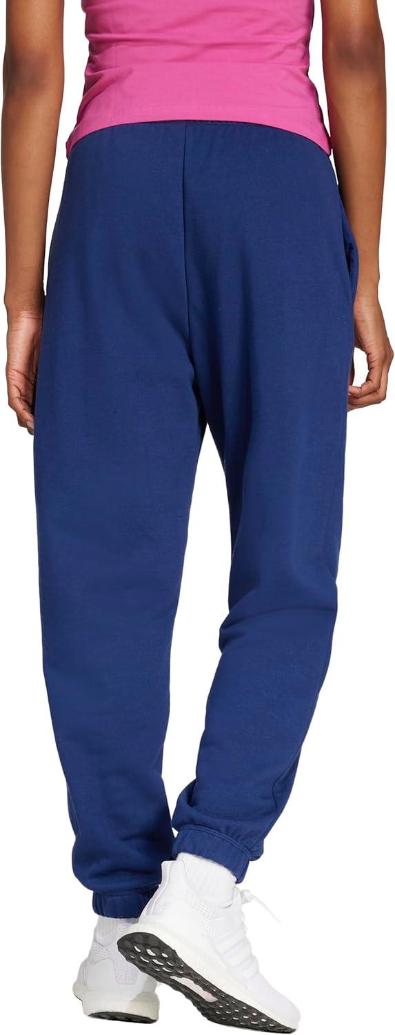 imageadidas Womens Essentials Linear French Terry Cuffed PantsDark BlueWhite