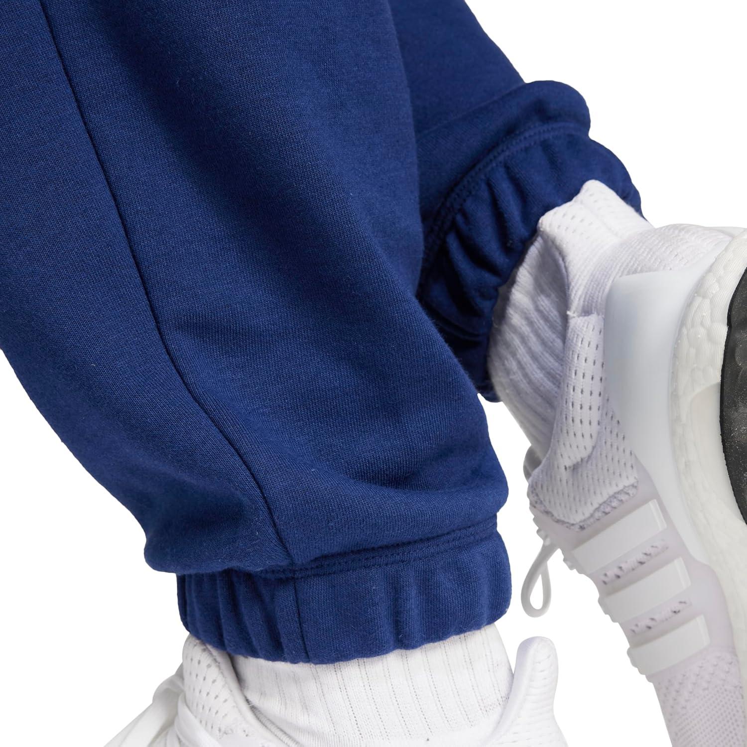 imageadidas Womens Essentials Linear French Terry Cuffed PantsDark BlueWhite