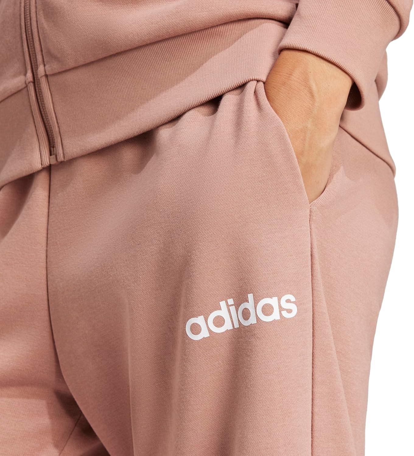 imageadidas Womens Essentials Linear French Terry Cuffed PantsWarm ClayWhite