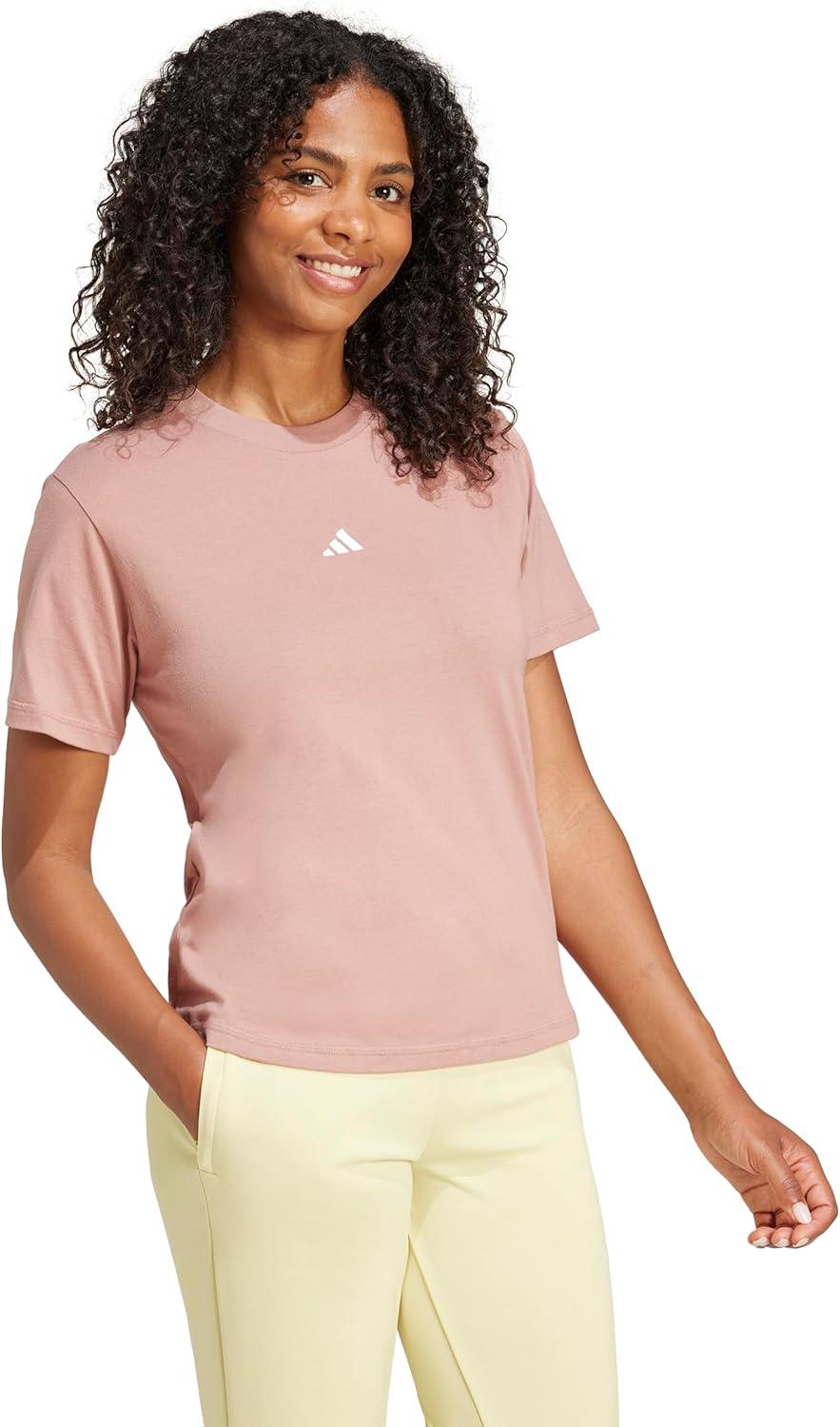 imageadidas Womens Essentials Small Logo Cotton TShirtWarm ClayWhite