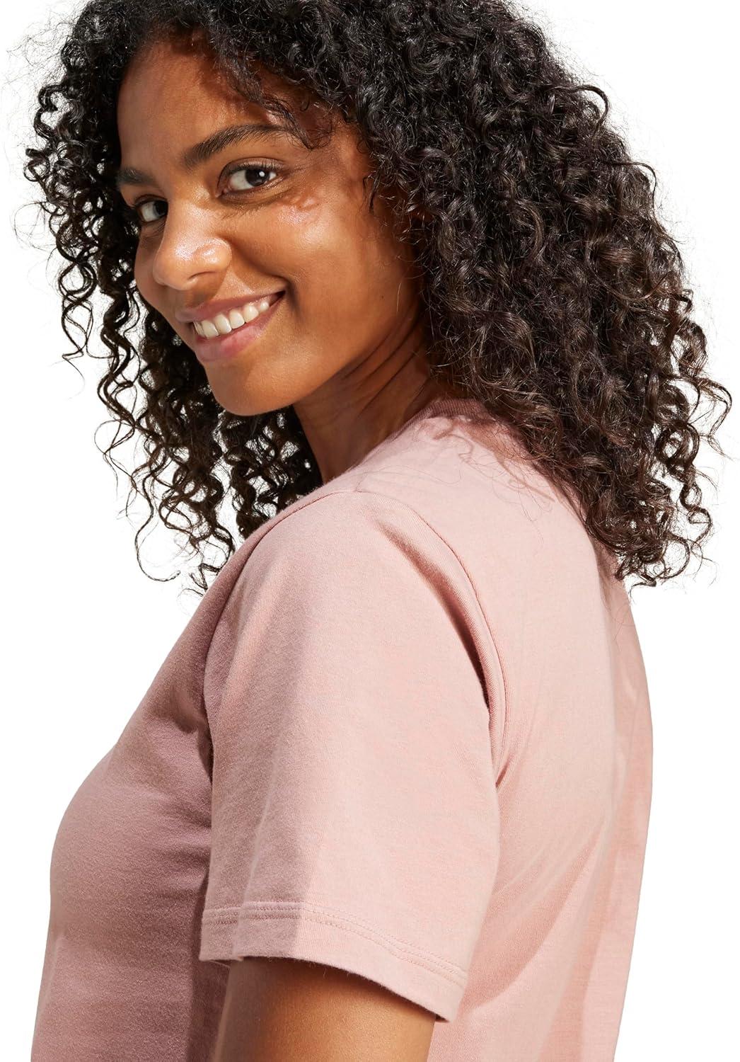 imageadidas Womens Essentials Small Logo Cotton TShirtWarm ClayWhite