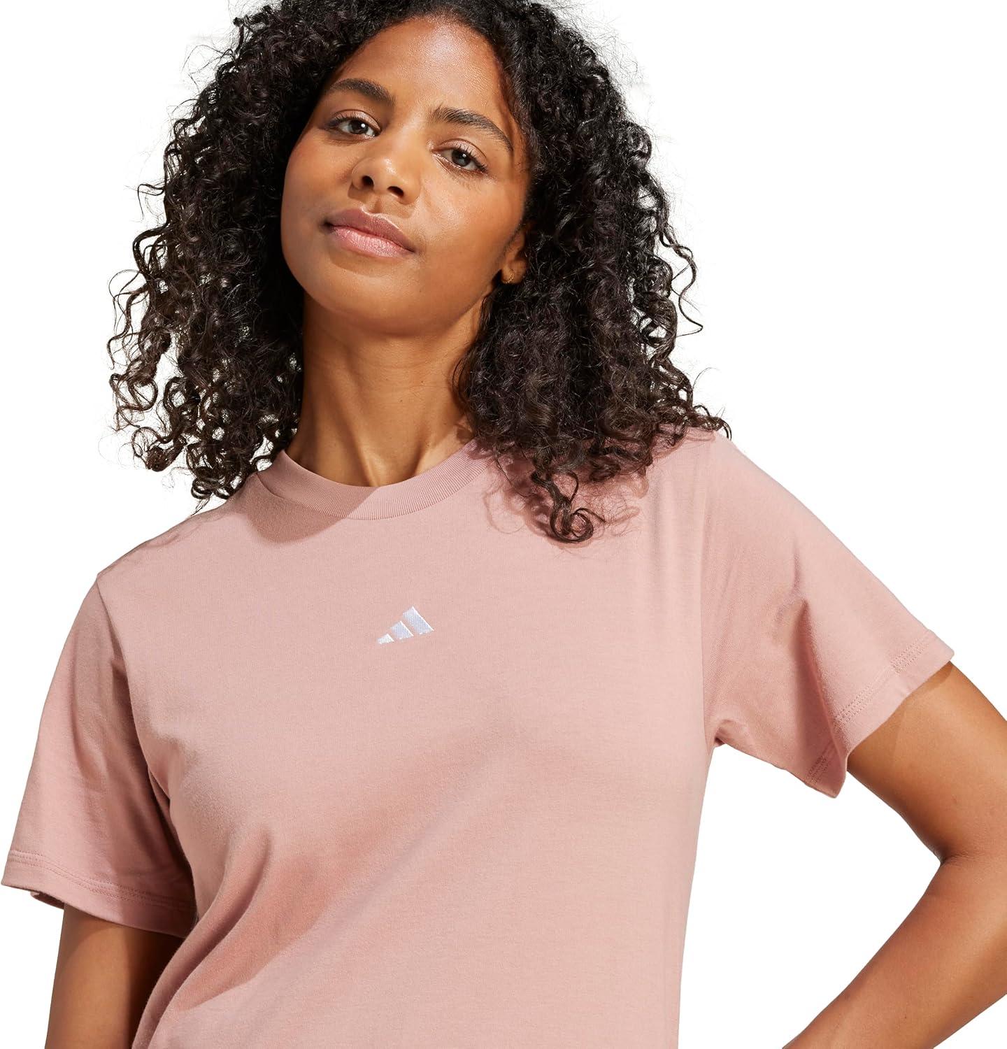 imageadidas Womens Essentials Small Logo Cotton TShirtWarm ClayWhite