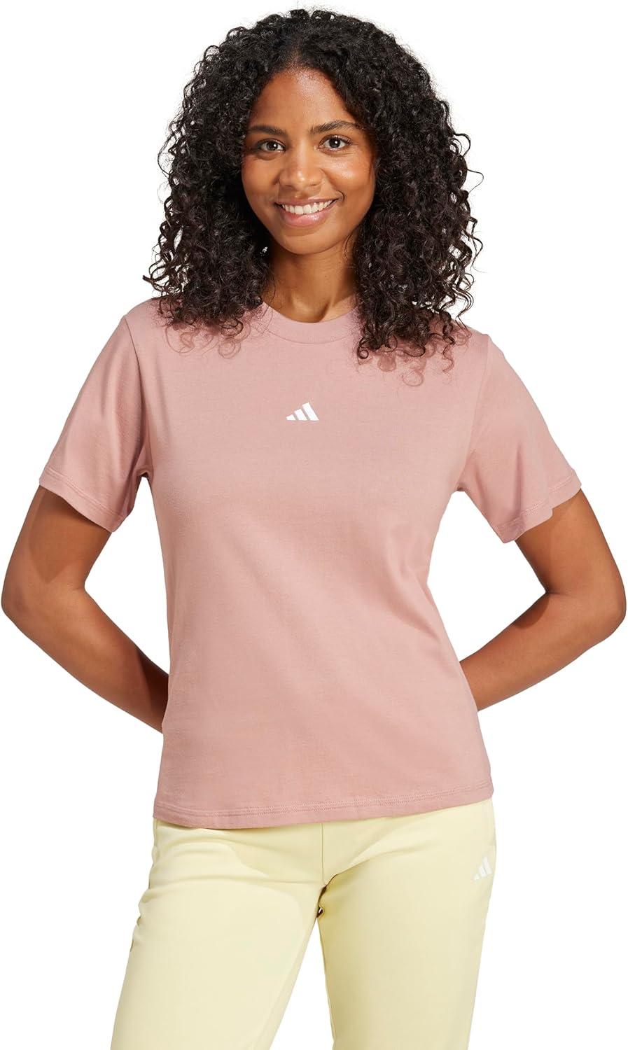 imageadidas Womens Essentials Small Logo Cotton TShirtWarm ClayWhite