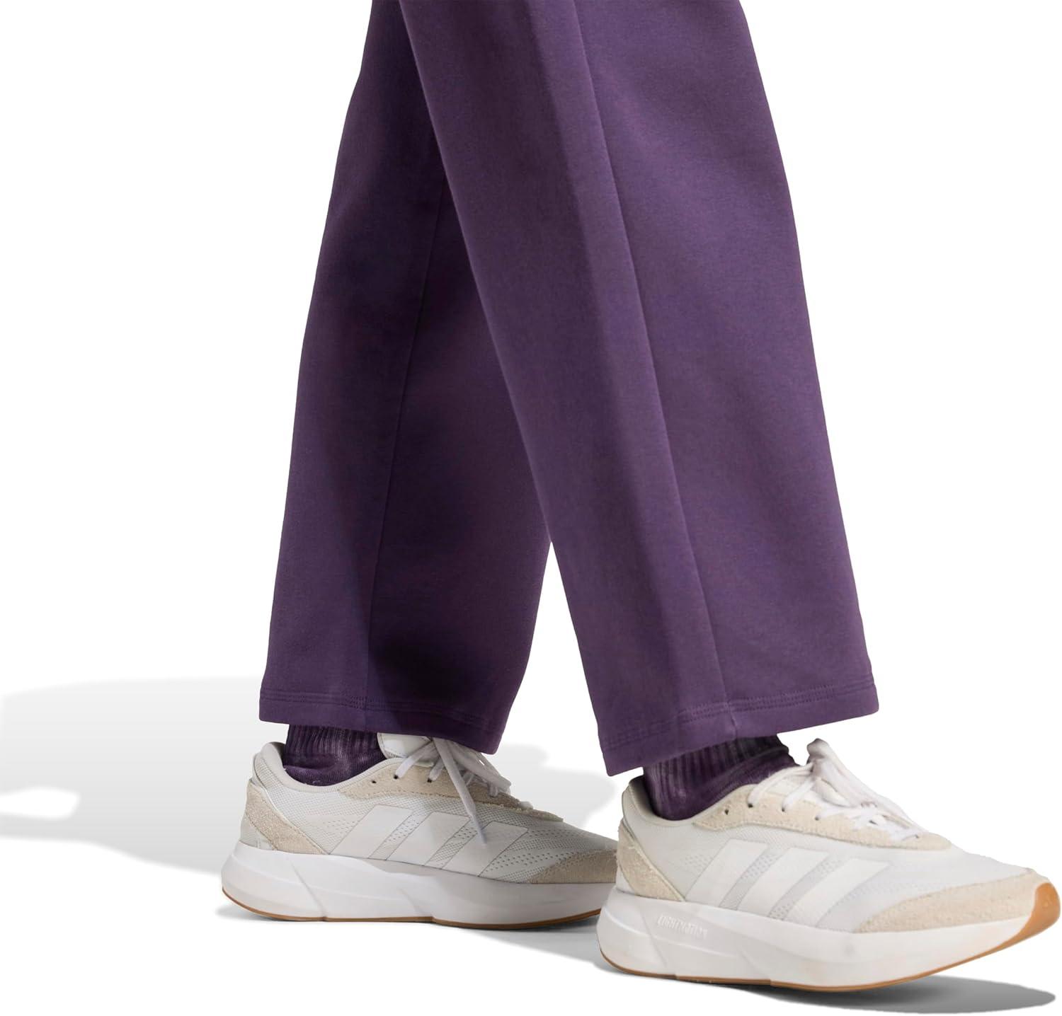 imageadidas Womens Essentials Small Logo Feel Cozy Open Hem PantsAurora PlumBlack