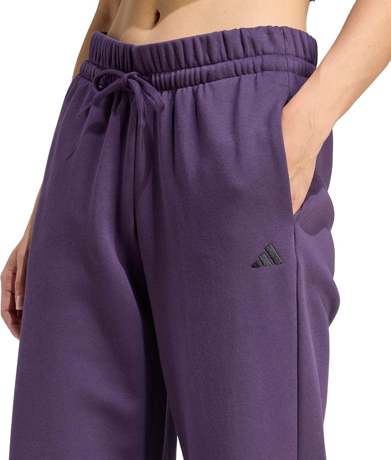 imageadidas Womens Essentials Small Logo Feel Cozy Open Hem PantsAurora PlumBlack