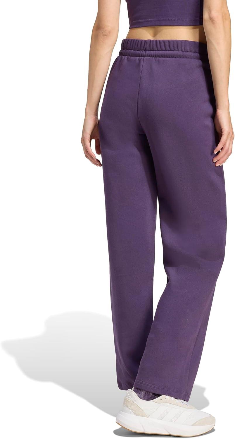 imageadidas Womens Essentials Small Logo Feel Cozy Open Hem PantsAurora PlumBlack