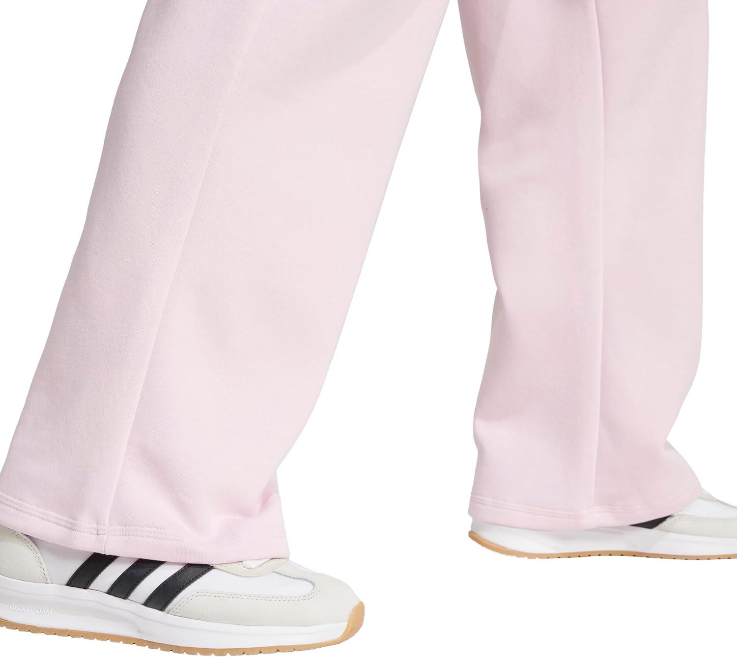 imageadidas Womens Essentials Small Logo Feel Cozy Open Hem PantsClear PinkWhite