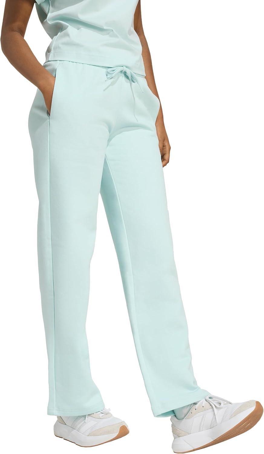 imageadidas Womens Essentials Small Logo Feel Cozy Open Hem PantsHalo MintWhite