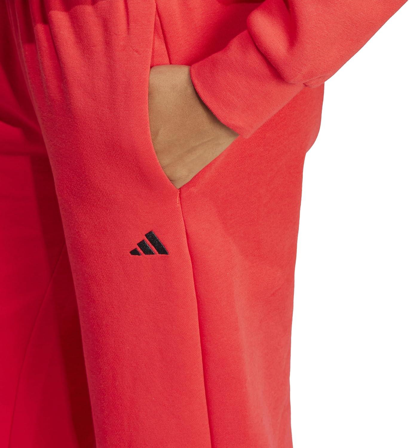 imageadidas Womens Essentials Small Logo Feel Cozy Open Hem PantsPure RubyBlack