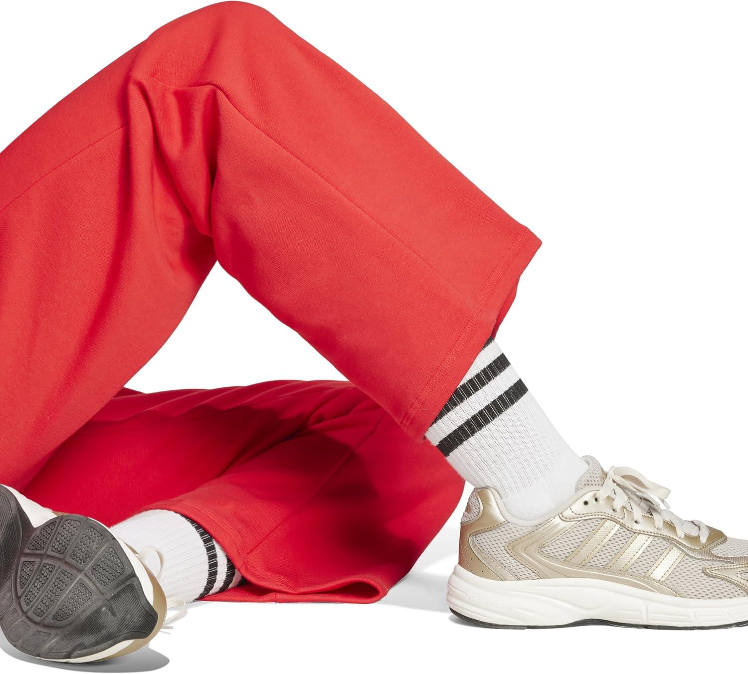 imageadidas Womens Essentials Small Logo Feel Cozy Open Hem PantsPure RubyBlack