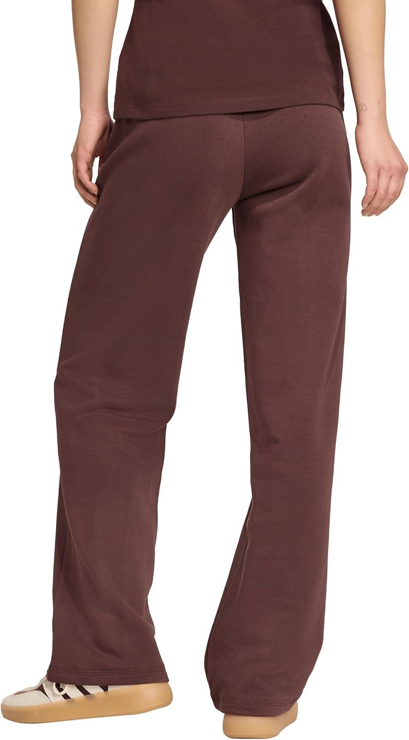 imageadidas Womens Essentials Small Logo Feel Cozy Open Hem PantsShadow BrownWhite