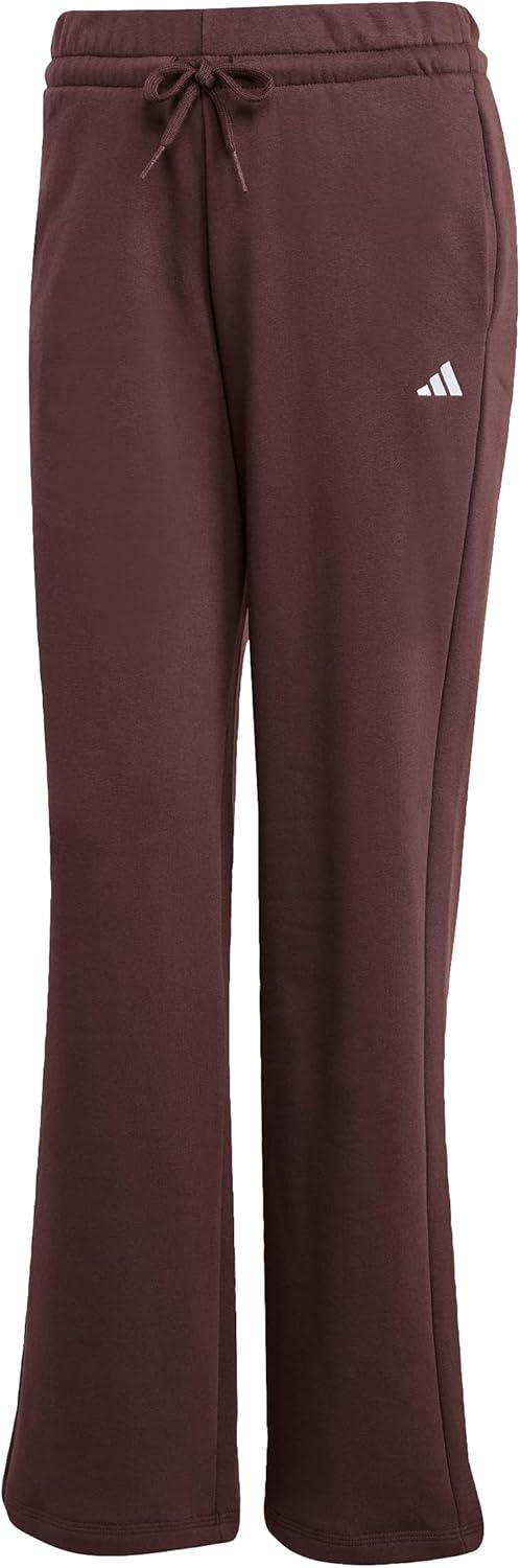 imageadidas Womens Essentials Small Logo Feel Cozy Open Hem PantsShadow BrownWhite