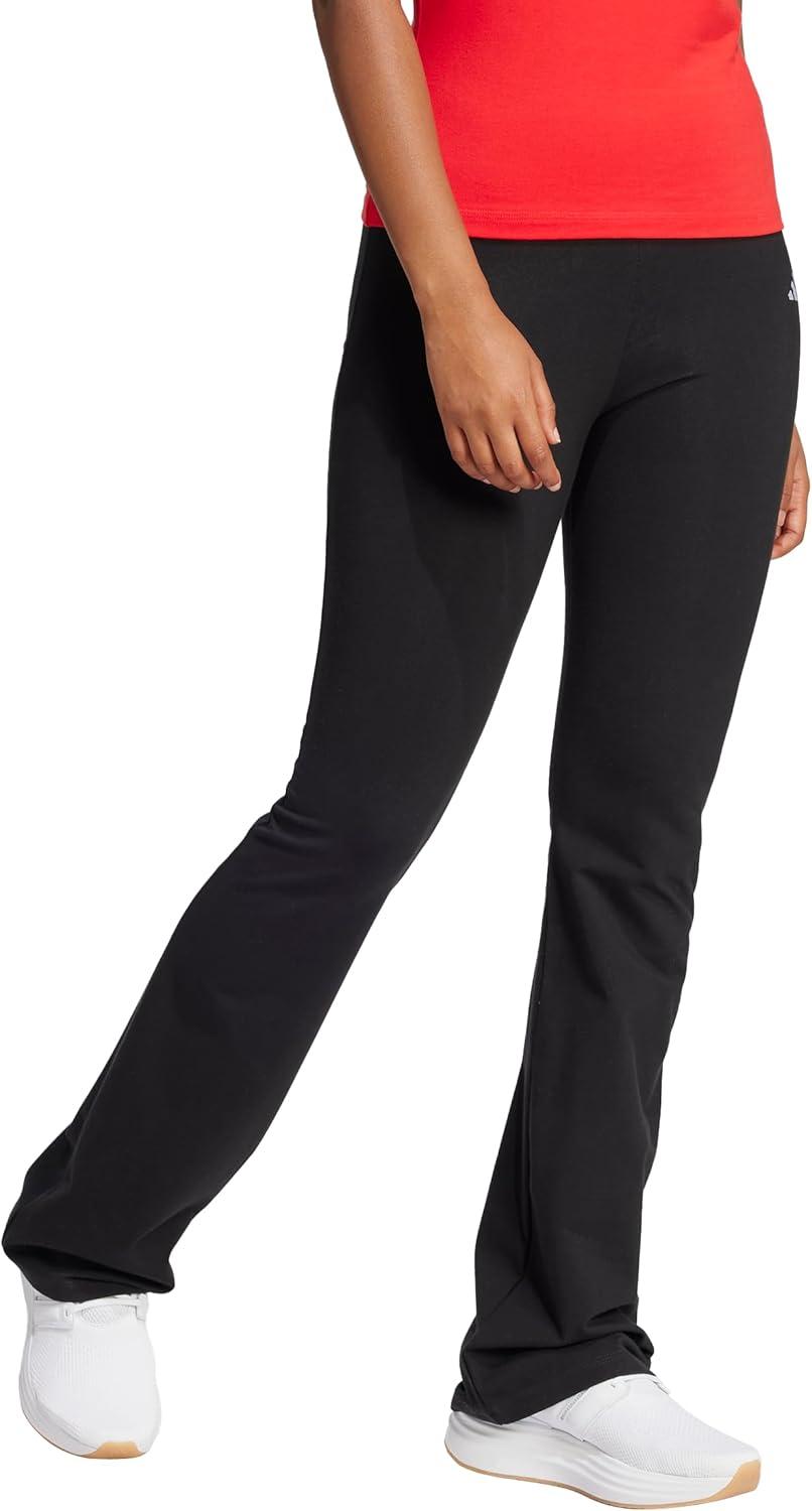 imageadidas Womens Essentials Small Logo Flared LeggingsBlackWhite