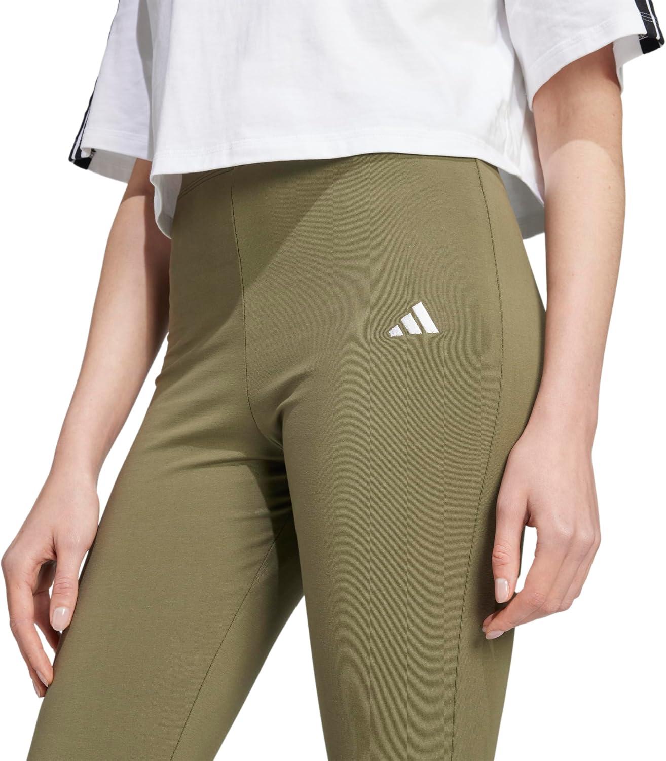 imageadidas Womens Essentials Small Logo Flared LeggingsOlive StrataWhite