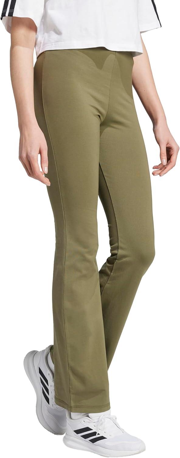 imageadidas Womens Essentials Small Logo Flared LeggingsOlive StrataWhite