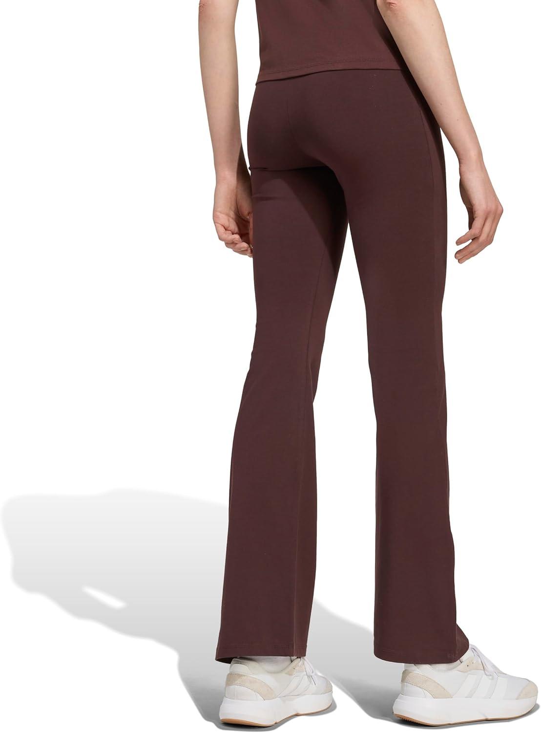 imageadidas Womens Essentials Small Logo Flared LeggingsShadow BrownWhite