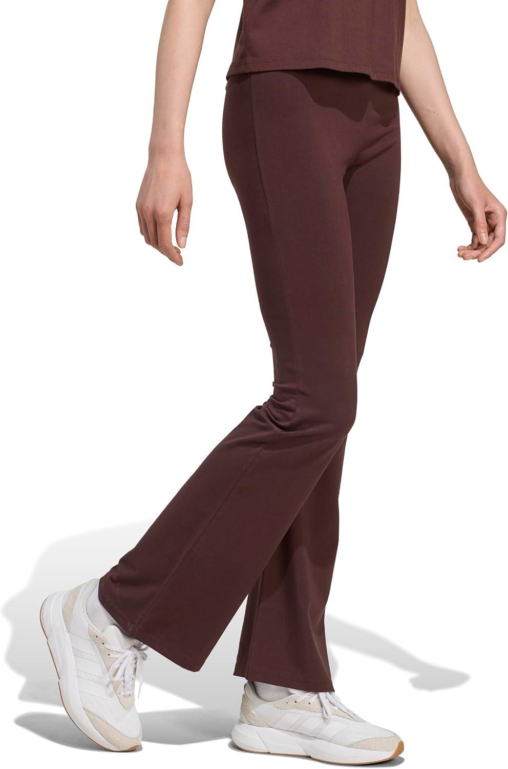 imageadidas Womens Essentials Small Logo Flared LeggingsShadow BrownWhite