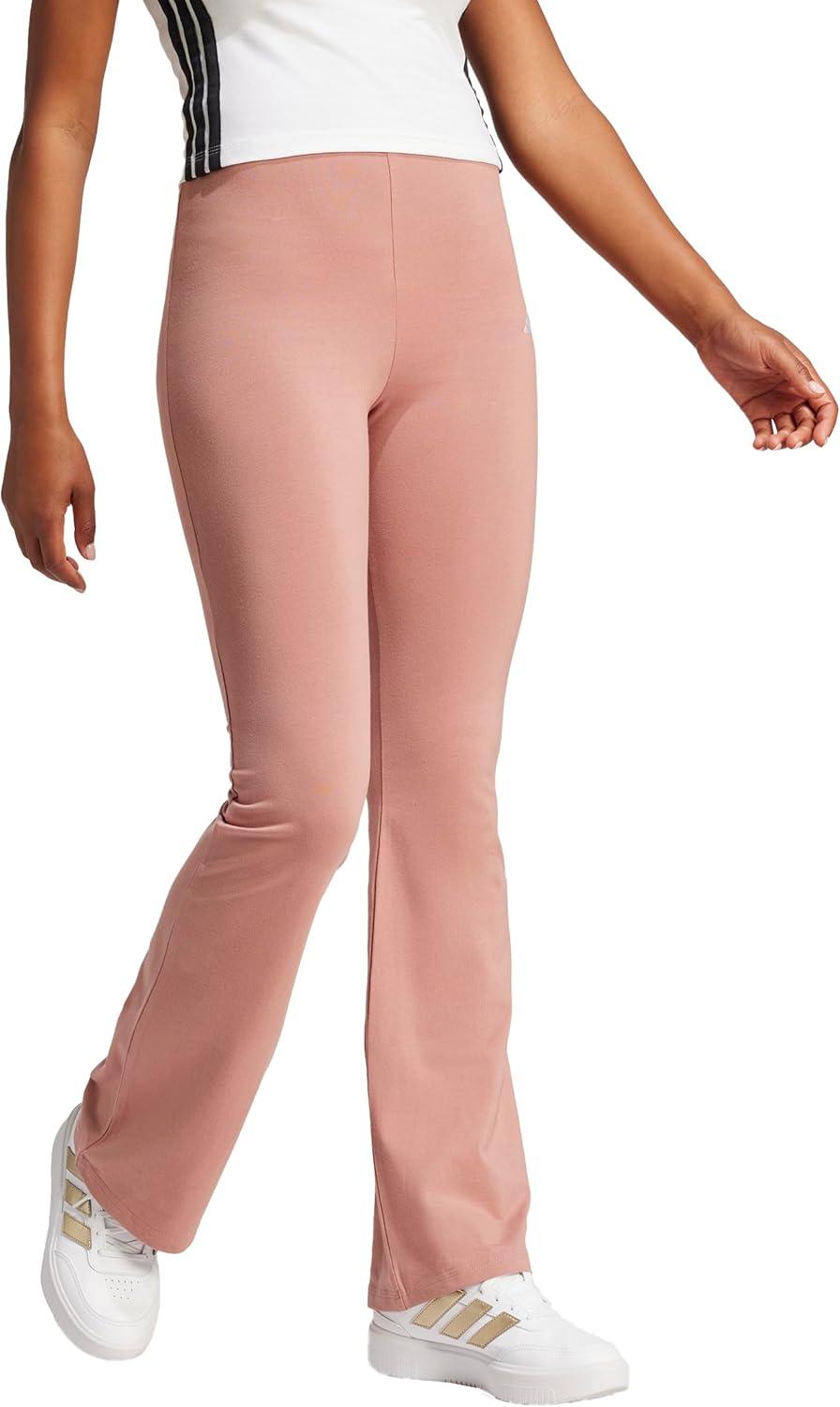 imageadidas Womens Essentials Small Logo Flared LeggingsWarm ClayWhite