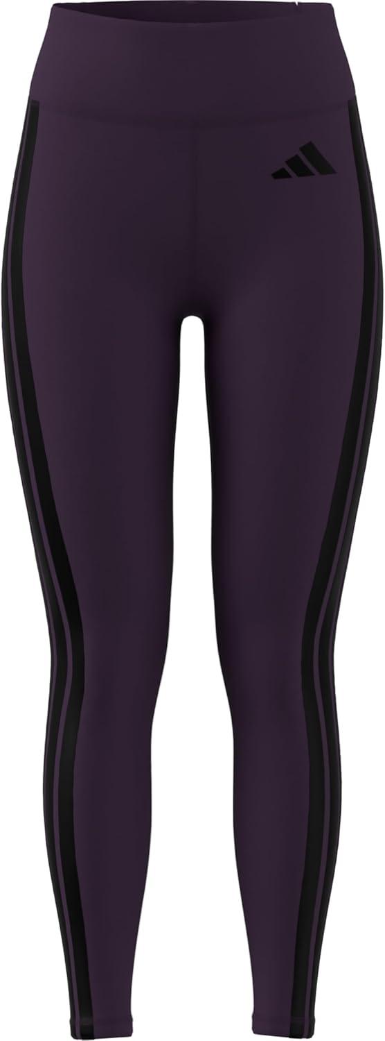 imageadidas Womens Optime Essentials 3Stripes 78 Training LeggingsAurora PlumBlack