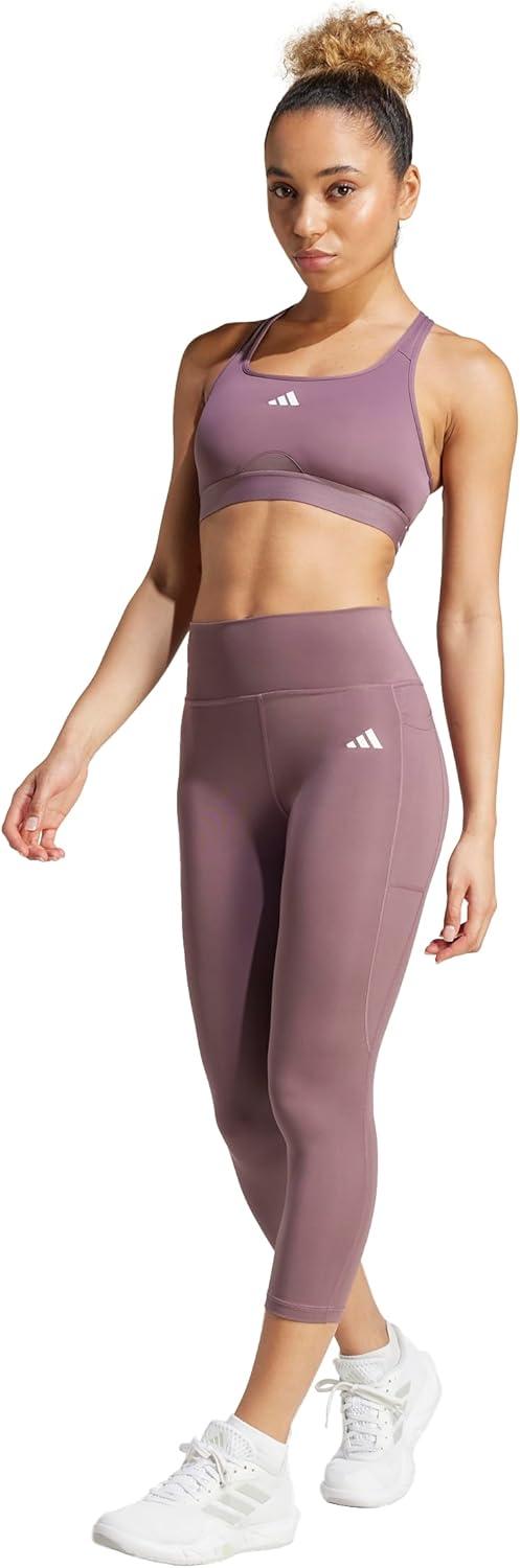 imageadidas Womens Optime Essentials Stash 34 LeggingsShadow Fig
