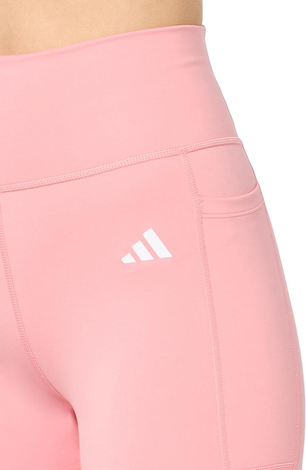 imageadidas Womens Optime Essentials Stash Pocket Full Length LeggingsSemi Pink Spark