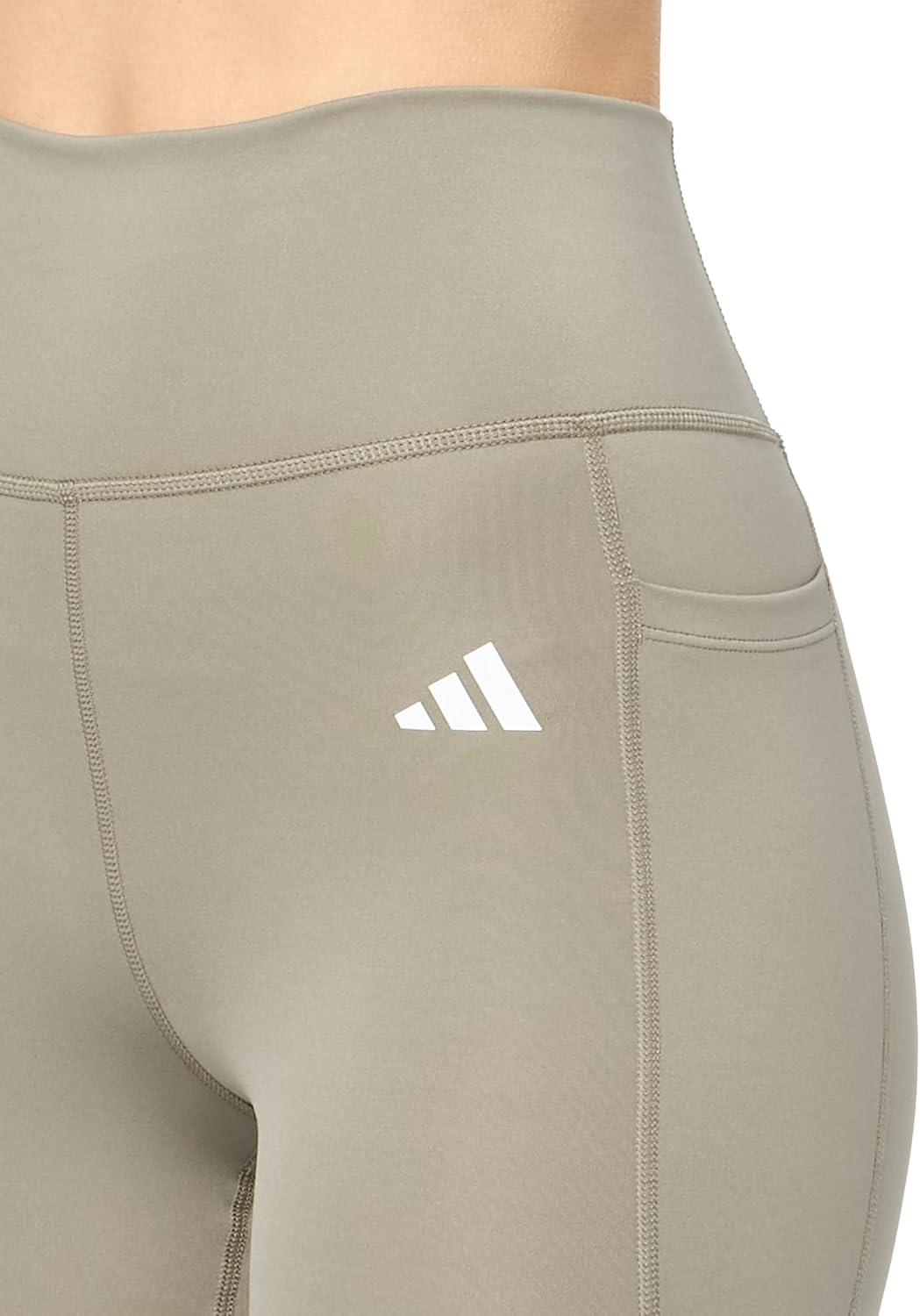 imageadidas Womens Optime Essentials Stash Pocket Full Length LeggingsSilver Pebble