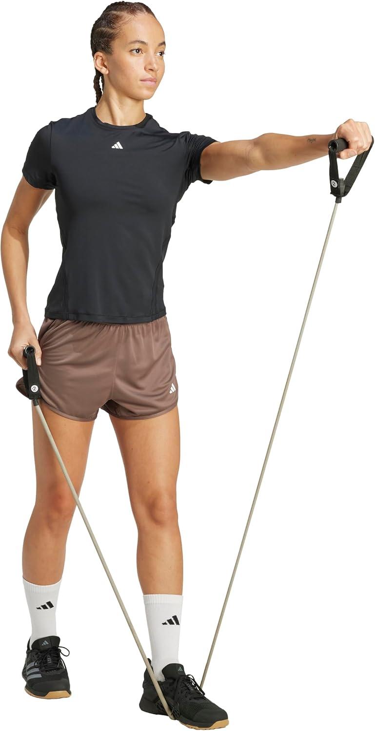 imageadidas Womens Pacer Essentials Knit HighRise Training ShortsEarth StrataWhite